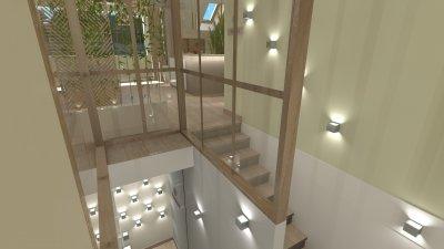 Jógaközpont lépcsőháza - előszoba ötlet, modern stílusban