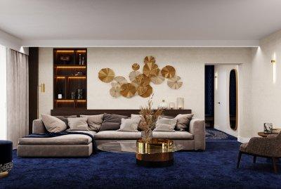 Hotel lakosztály nappali - nappali ötlet, modern stílusban