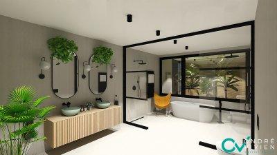 Modern, letisztult fürdőszoba terv - fürdő / WC ötlet