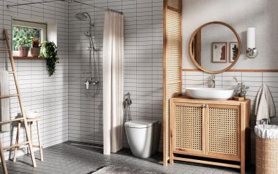 Ferro higiéniai csaptelep, zuhanyrendszer és mosdócsaptelep - fürdő / WC ötlet, rusztikus stílusban