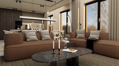 Barna és Bézs projekt - nappali ötlet, modern stílusban