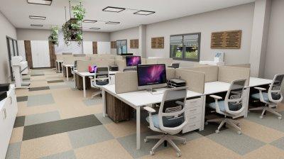 Ipari parki iroda - dolgozószoba ötlet, modern stílusban