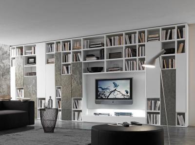 Könyvesfal - nappali ötlet, modern stílusban