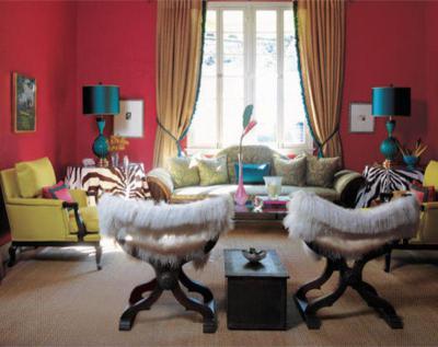 Színes,mintás fal68 - nappali ötlet