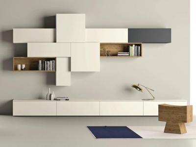 Lebegő polcok - nappali ötlet, minimál stílusban