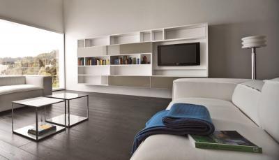 Hófehér színekben - nappali ötlet, minimál stílusban