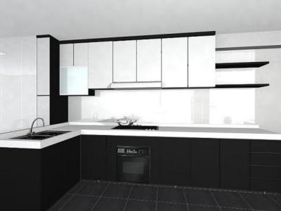 Fekete fehér konyha - konyha / étkező ötlet, minimál stílusban