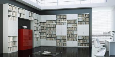 Könyves sarok - dolgozószoba ötlet, modern stílusban