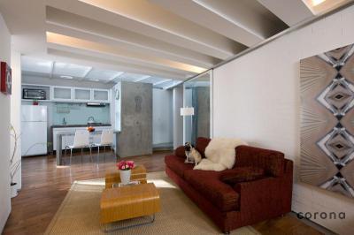 Retro egyterű lakás - nappali ötlet