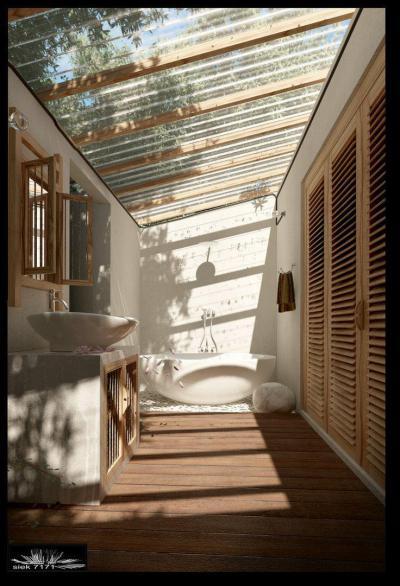 Átlátszó mennyezet - fürdő / WC ötlet, mediterrán stílusban