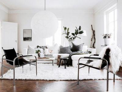 Feketén fehéren  - nappali ötlet, modern stílusban