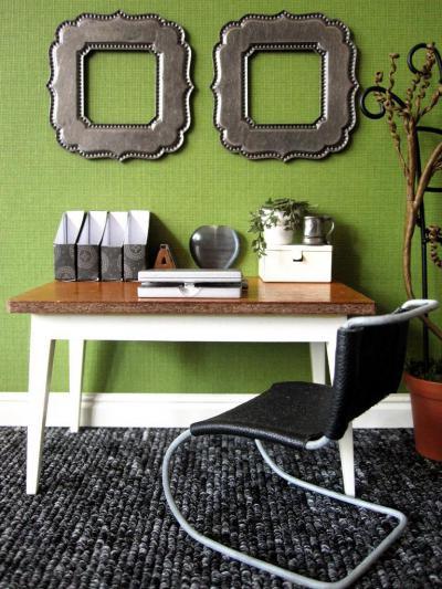 Nyugtató, zöld dolgozószoba - dolgozószoba ötlet, modern stílusban