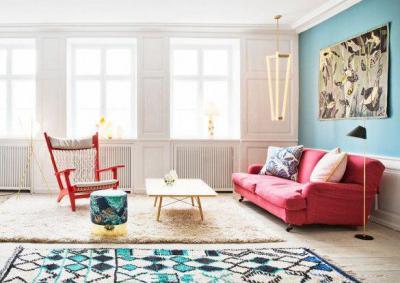 Kék-fehér - nappali ötlet, modern stílusban