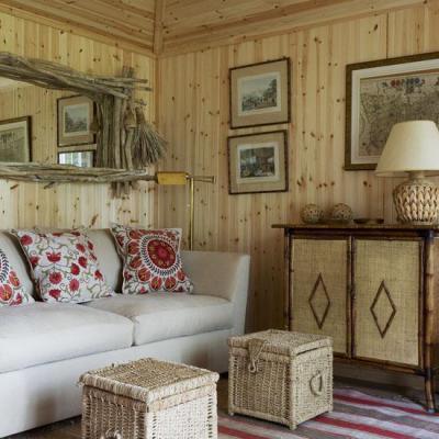 Minden fával borítva - nappali ötlet, rusztikus stílusban