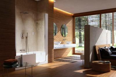 Fürdő a hálóval összekötve  - fürdő / WC ötlet, modern stílusban