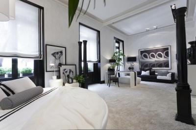 Fekete-fehér szoba - nappali ötlet, modern stílusban