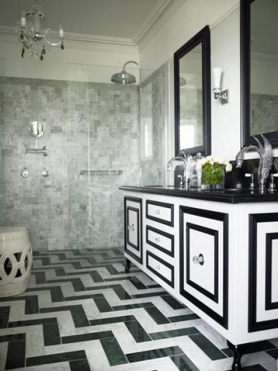 Fekete-fehérben - fürdő / WC ötlet, klasszikus stílusban