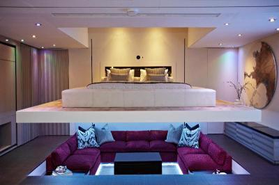 Helytakarékos alvóhely - nappali ötlet, modern stílusban