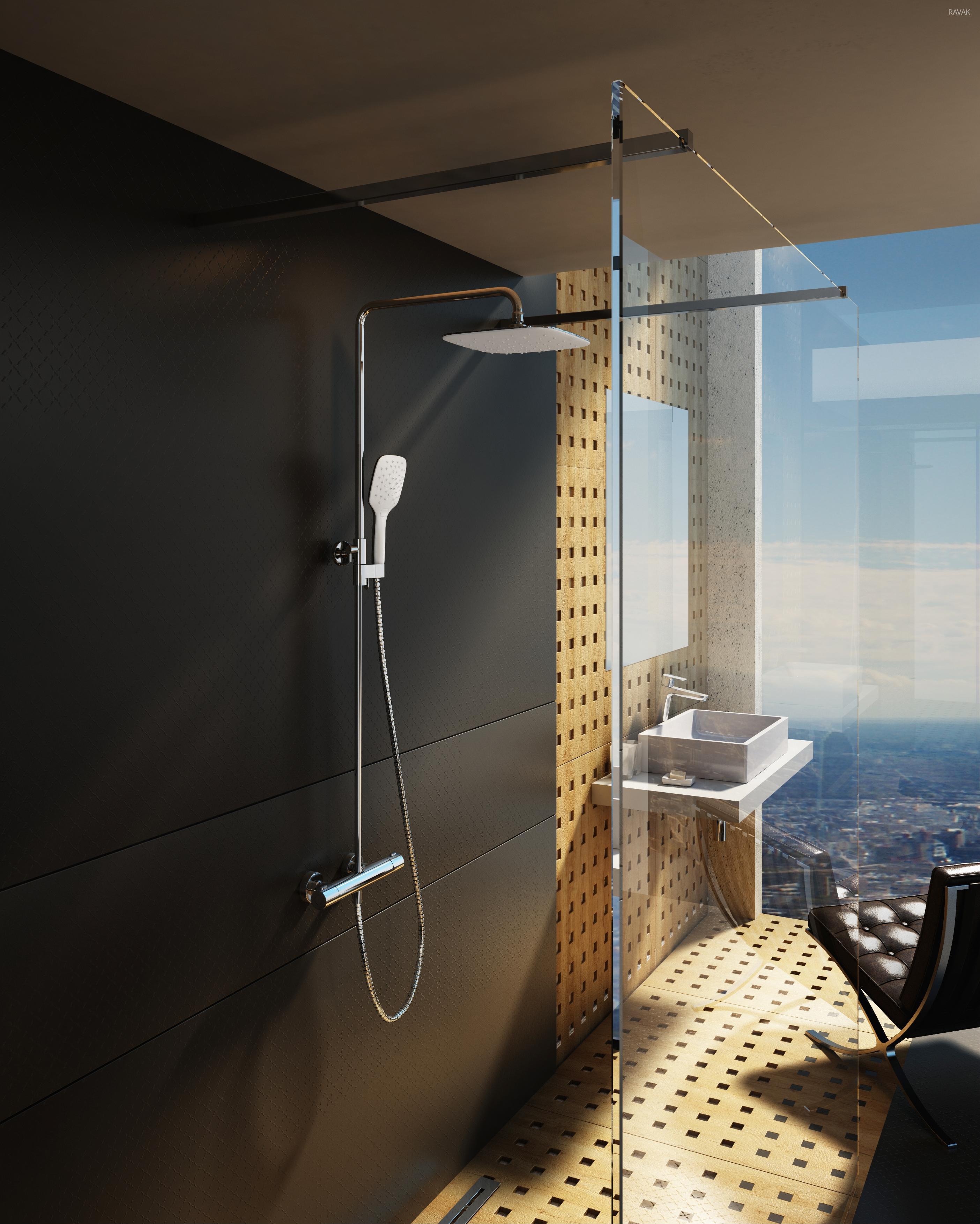 Üvegfalú zuhanyfülke - fürdő / WC ötlet, minimál stílusban