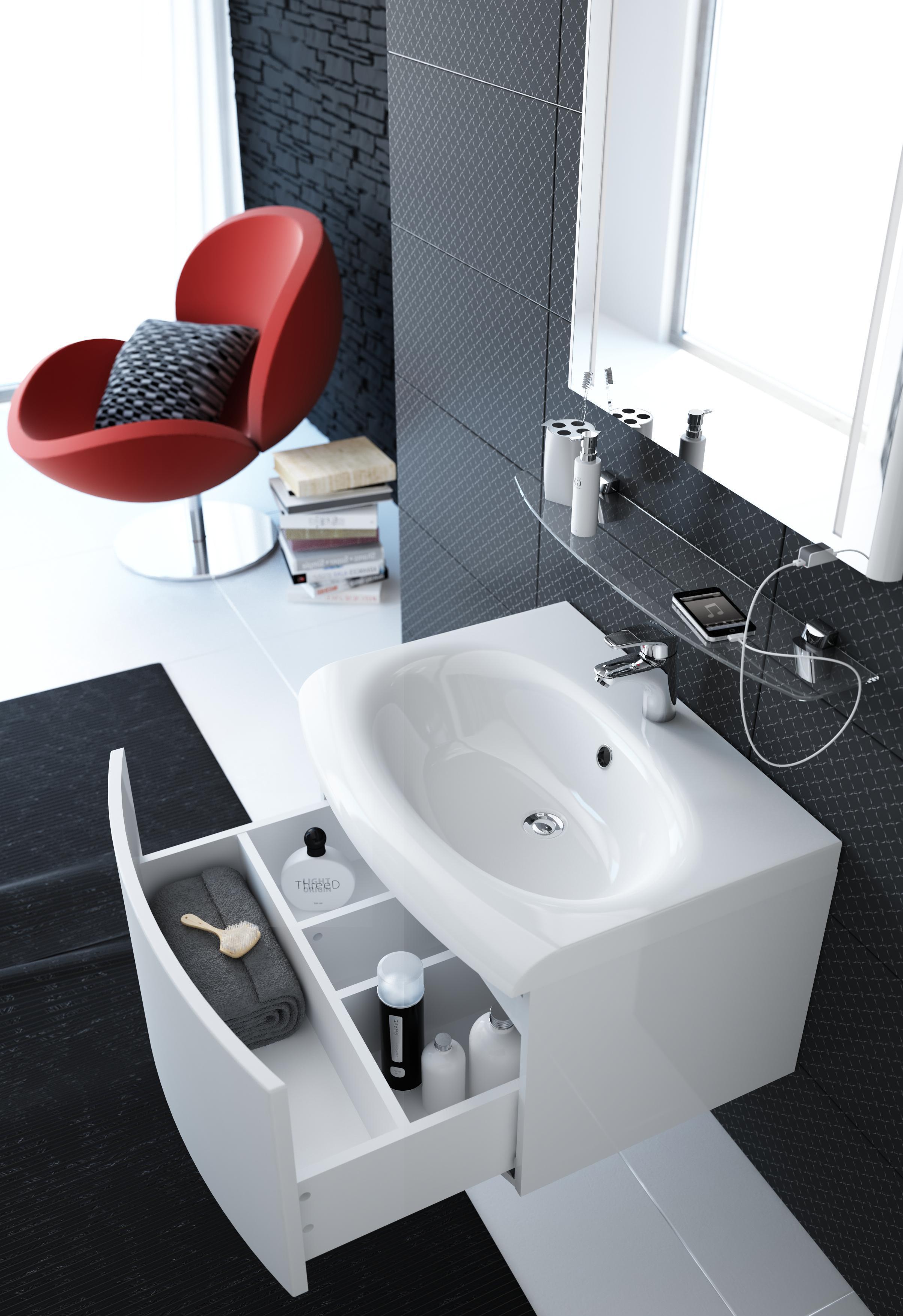 Mosdó fiókos szekrénnyel - fürdő / WC ötlet, modern stílusban