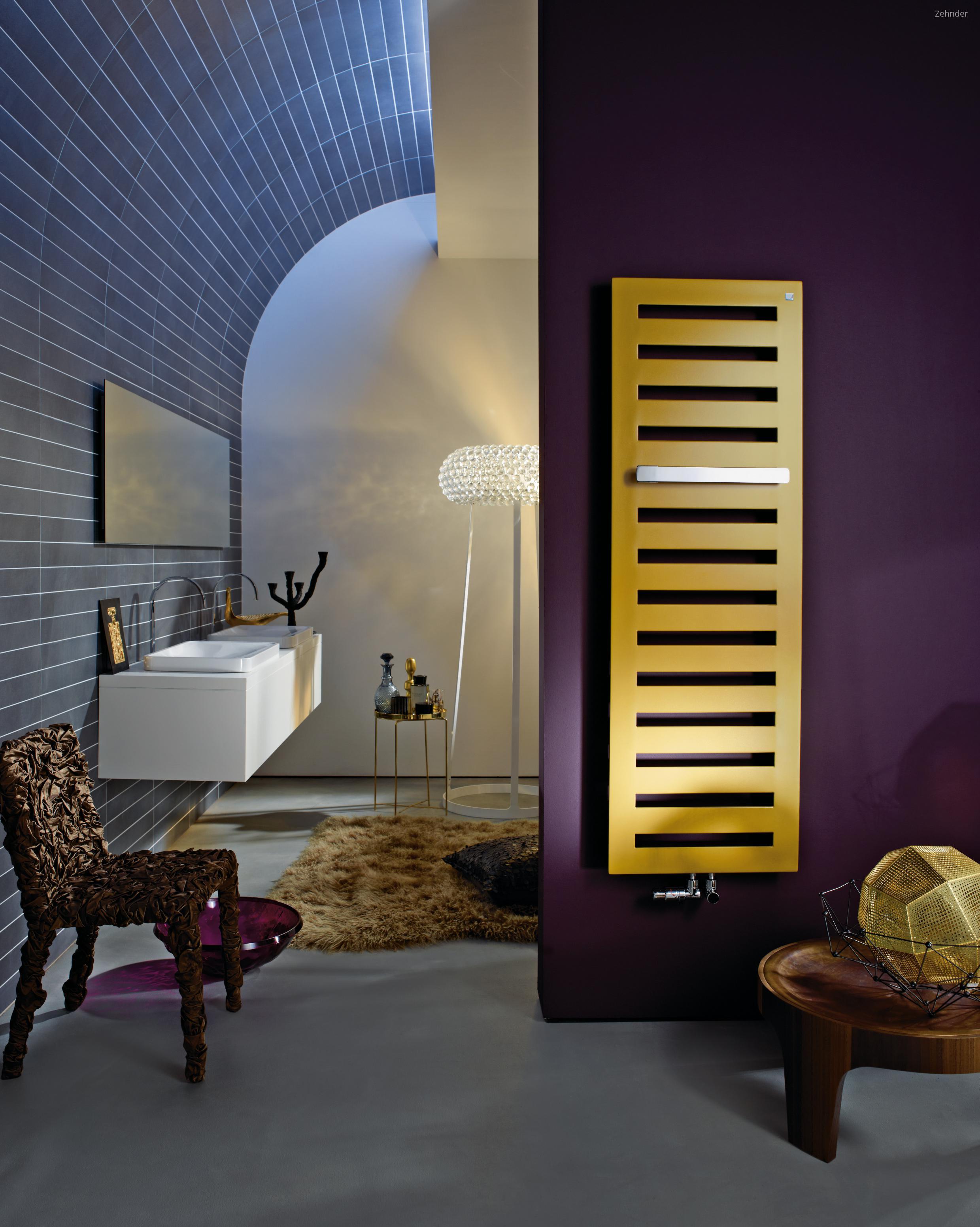 Zehnder Metropolitan Bar Gold Look melegvizes üzemmód - fürdő / WC ötlet, modern stílusban