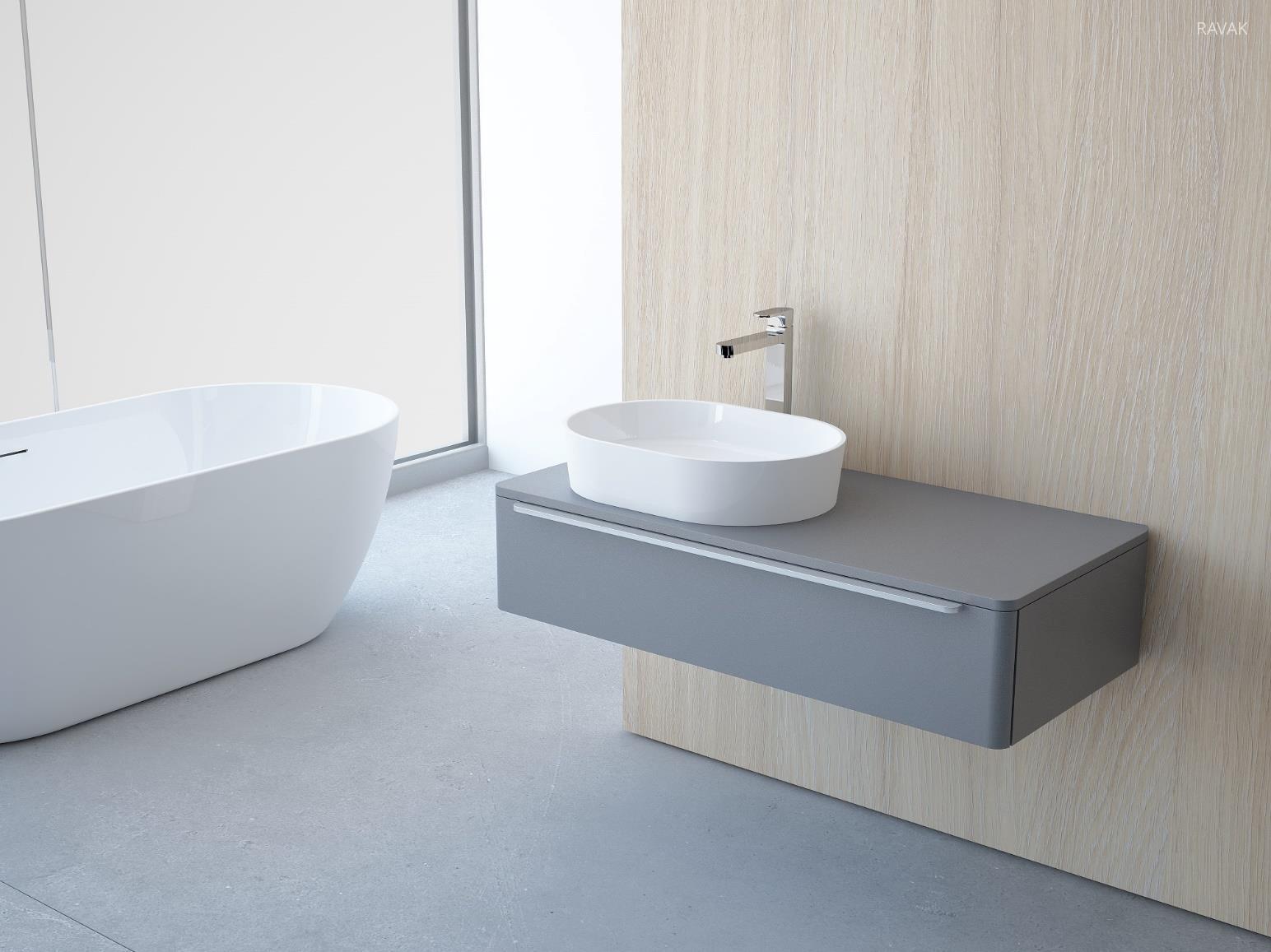 Rendhagyó formájú mosdó minimál stílusban - fürdő / WC ötlet, modern stílusban
