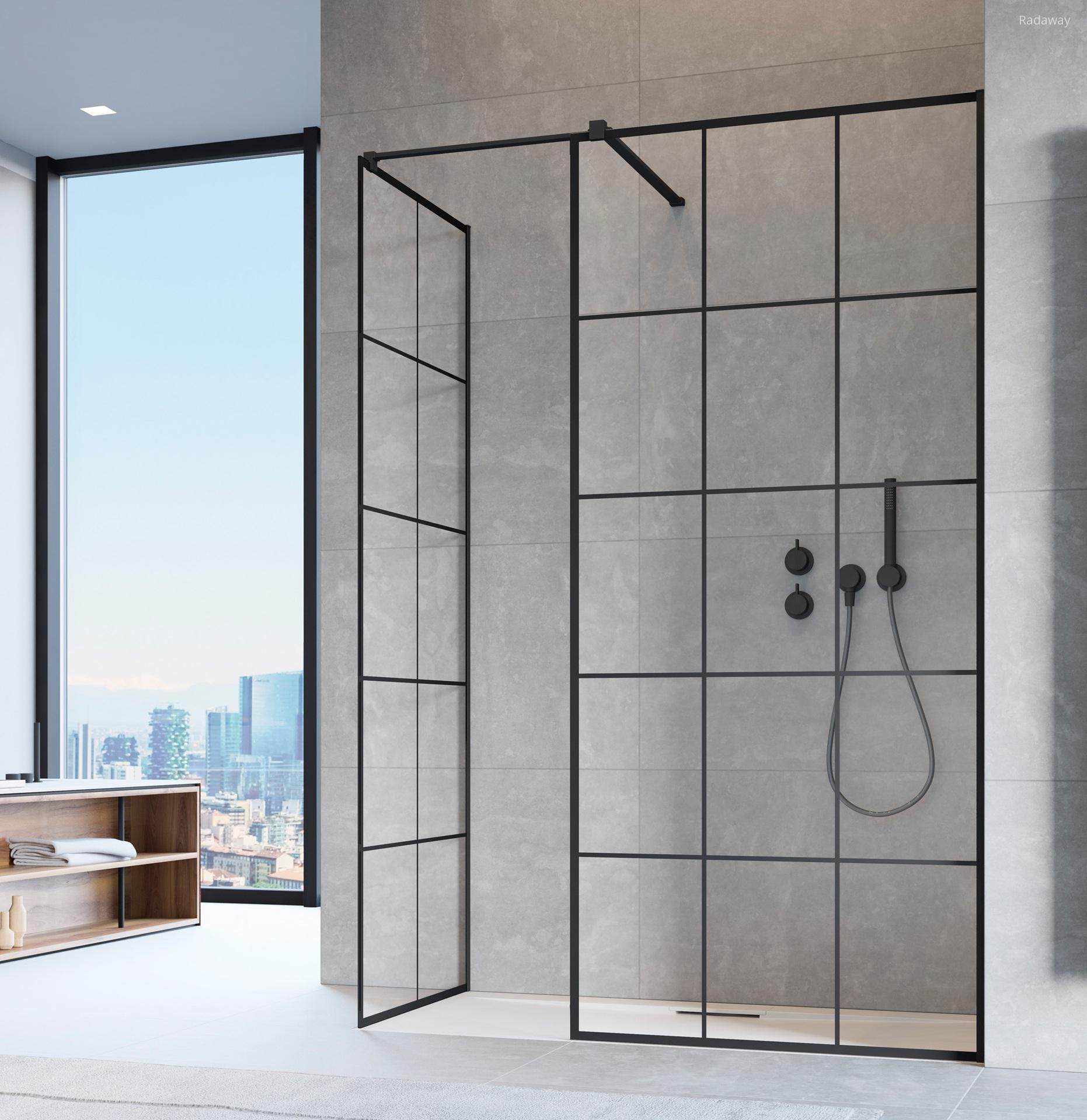 Fekete zuhanyfal - fürdő / WC ötlet