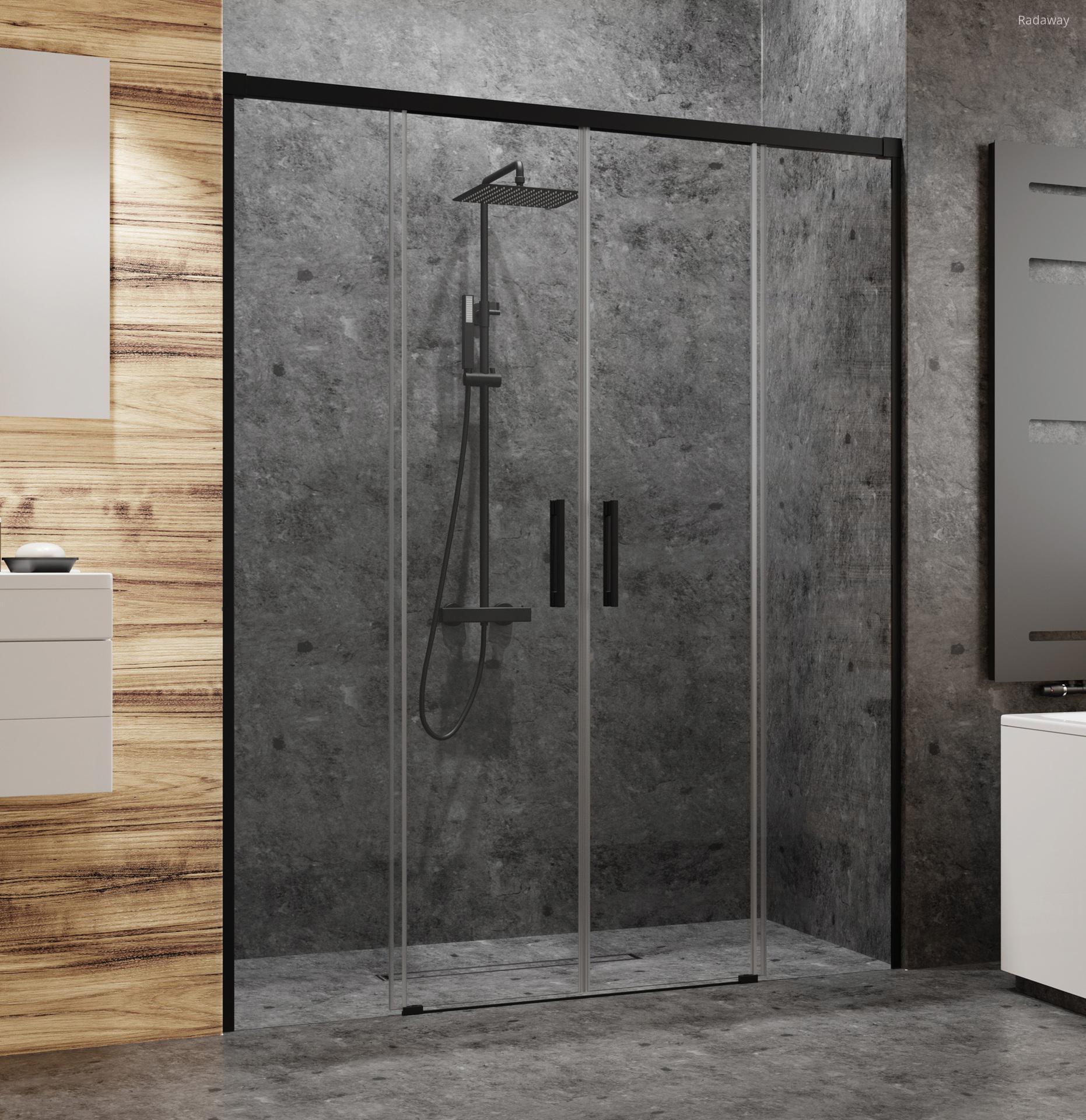 Fekete zuhanyajtó - fürdő / WC ötlet