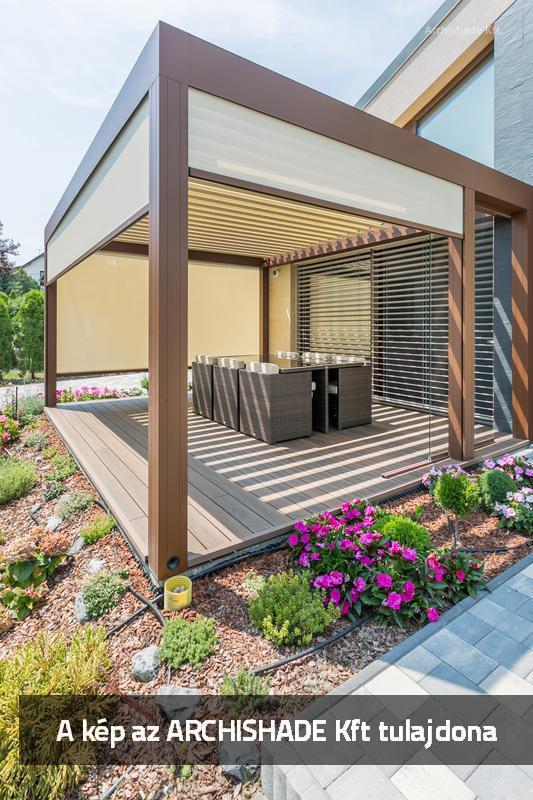 Lamellás kerti teraszárnyékoló - erkély / terasz ötlet
