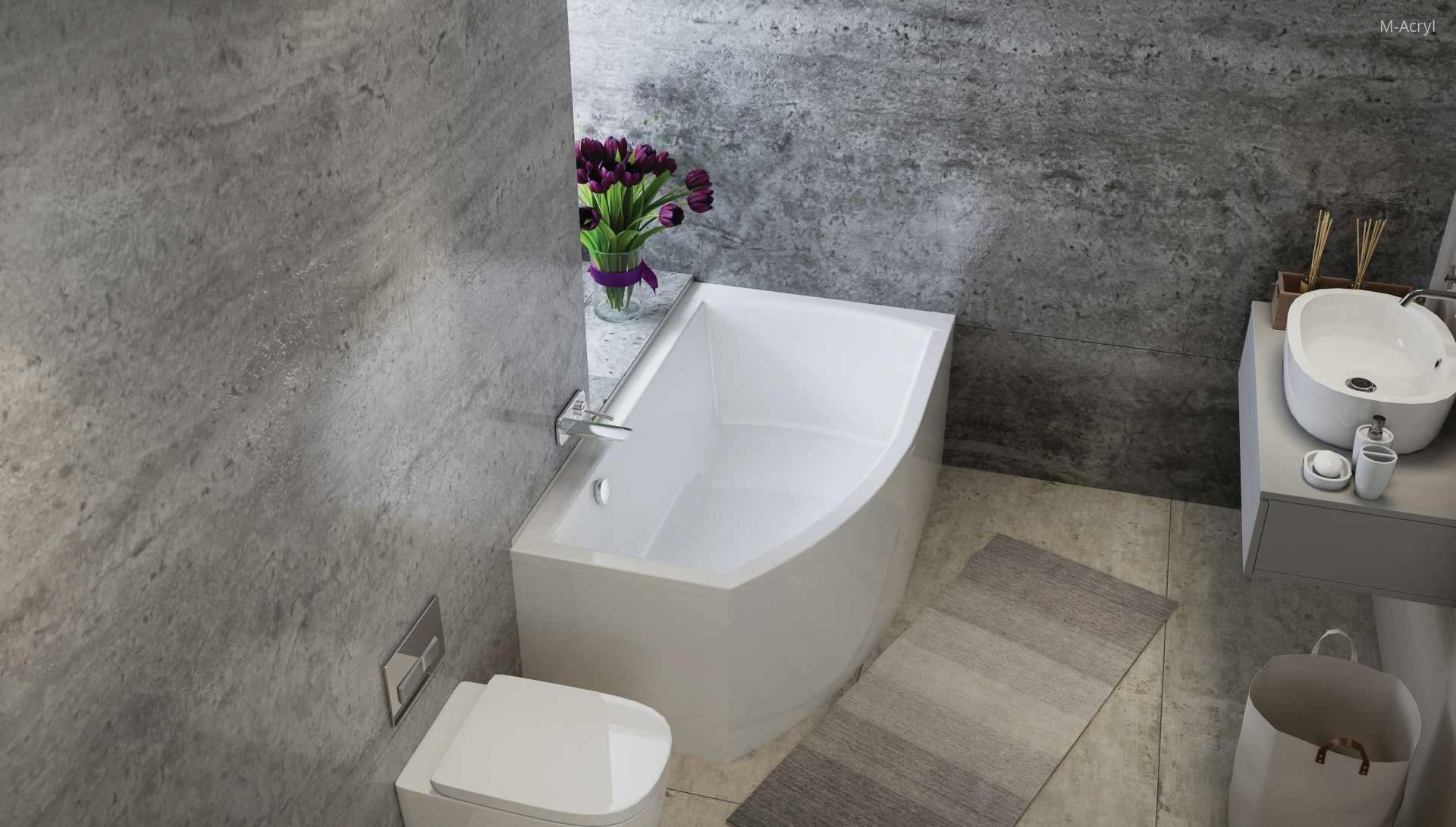 Minima asszimetrikus akril kád - fürdő / WC ötlet, modern stílusban