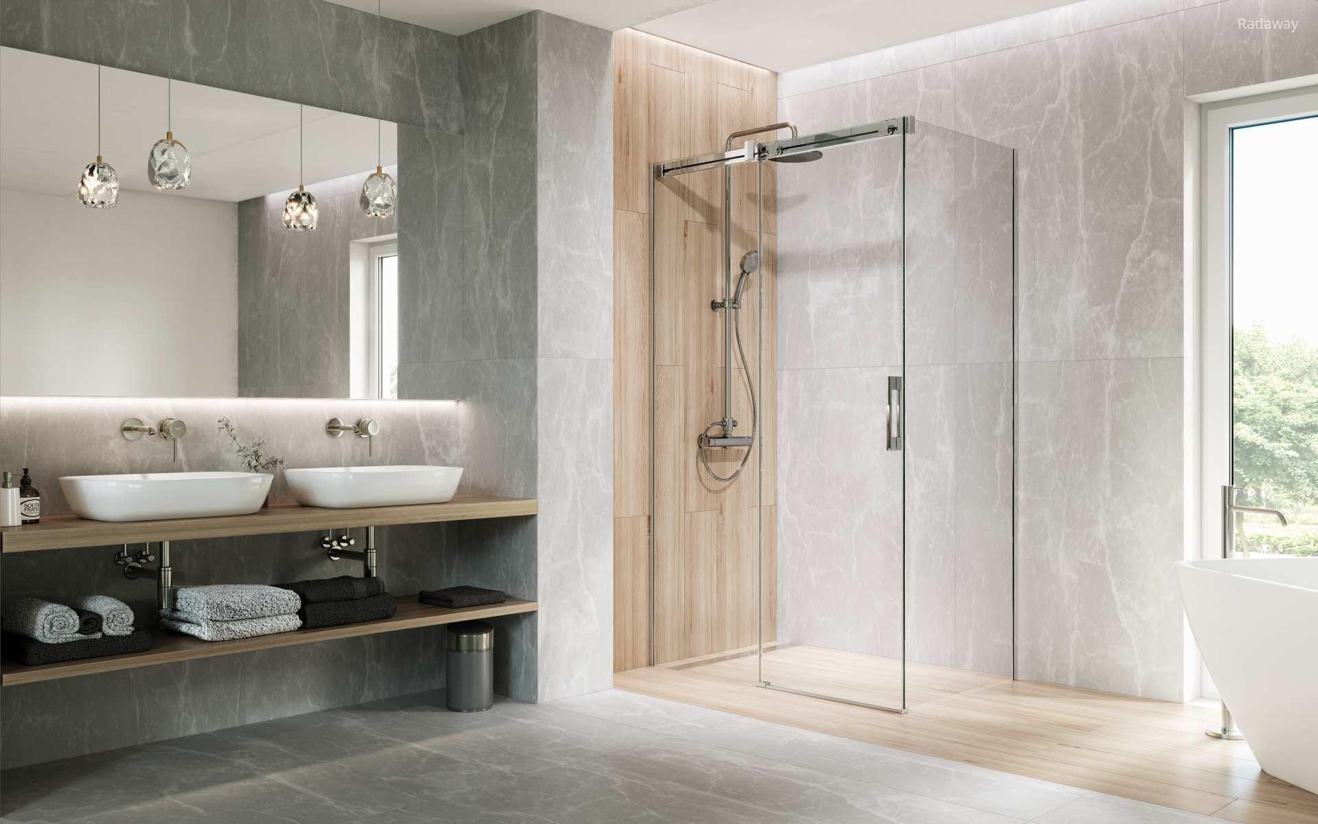 Szögletes zuhanykabin - fürdő / WC ötlet, modern stílusban