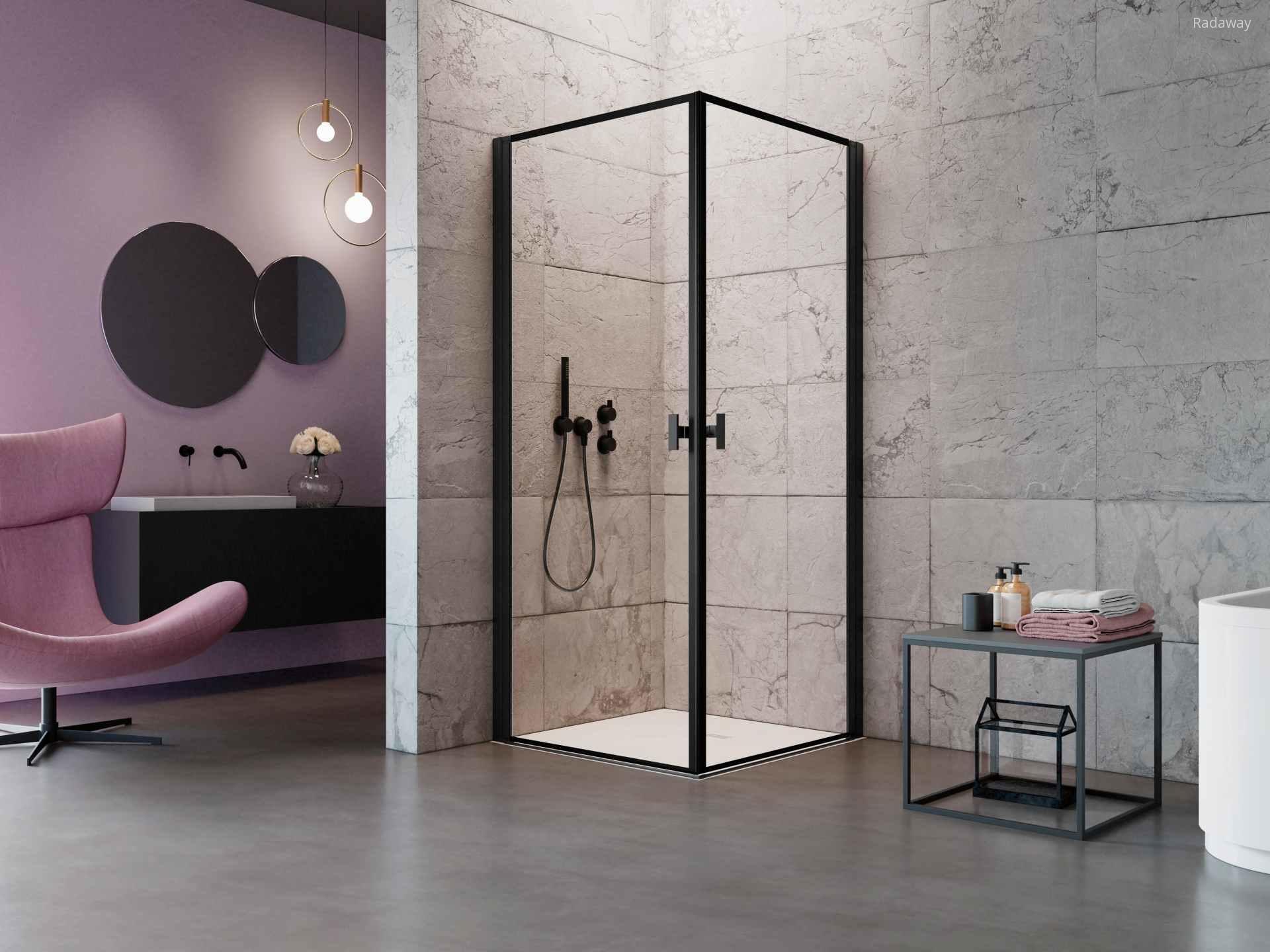 Fekete zuhanykabin - fürdő / WC ötlet, modern stílusban