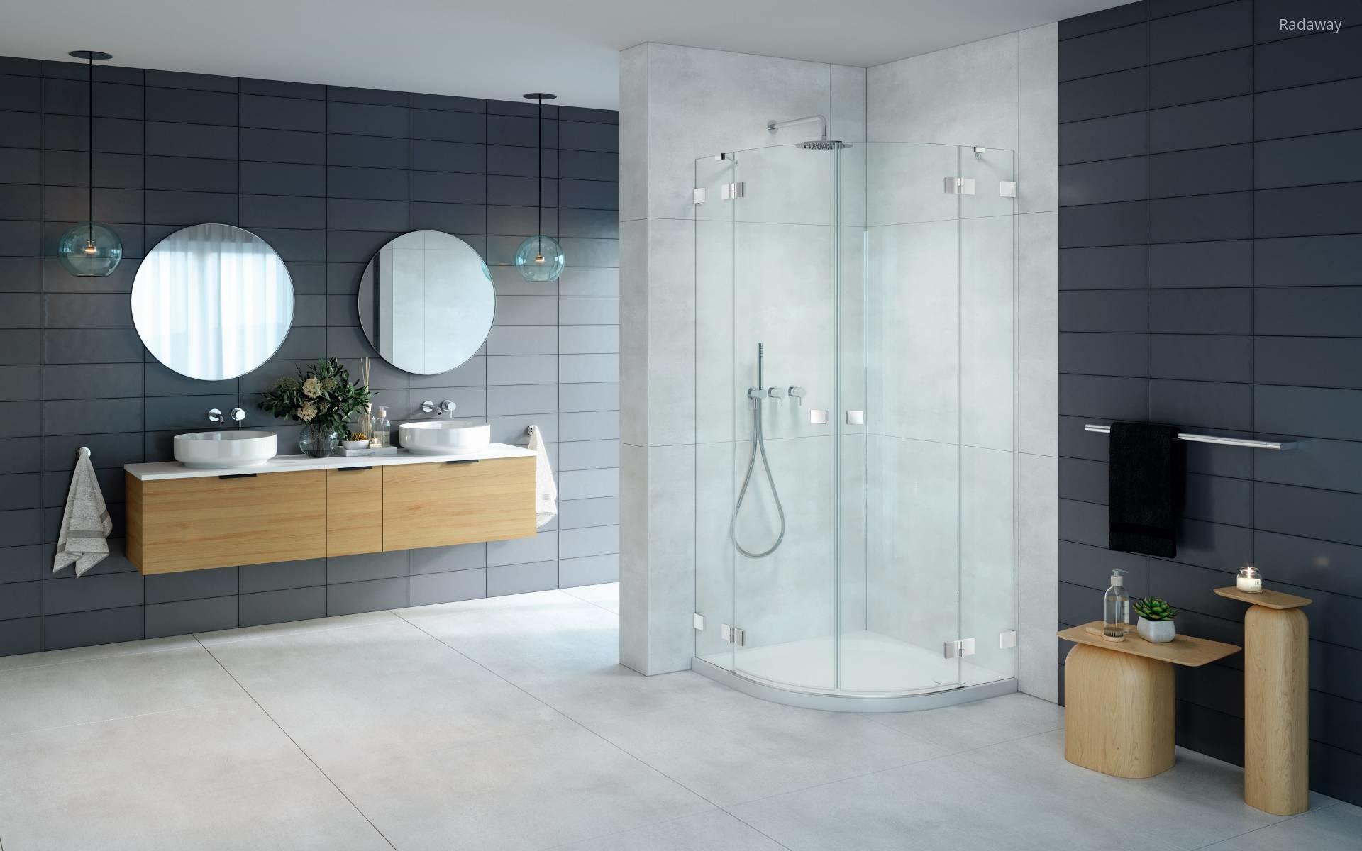 Íves fehér zuhanykabin - fürdő / WC ötlet, modern stílusban