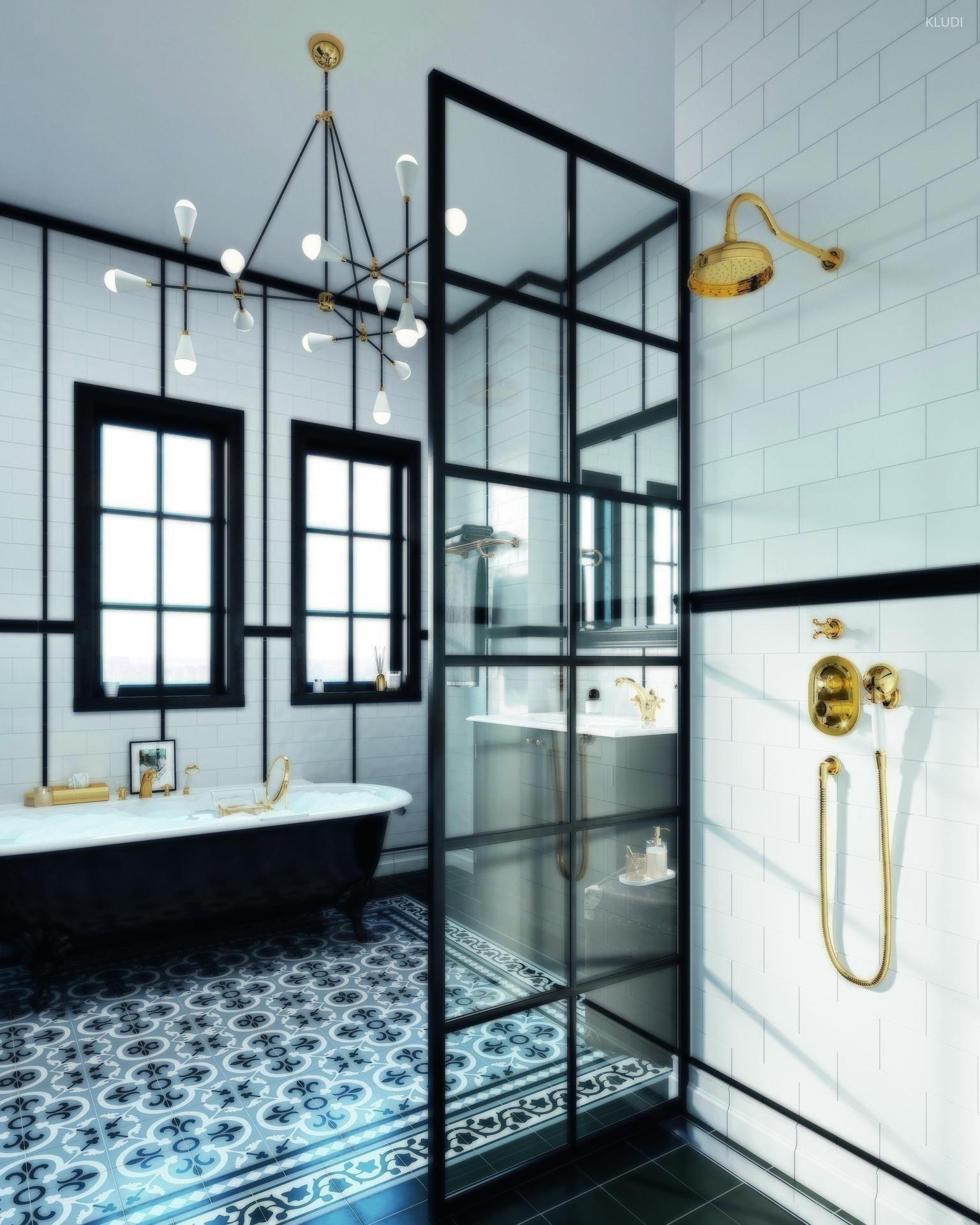 Klasszikus zuhany - fürdő / WC ötlet, klasszikus stílusban
