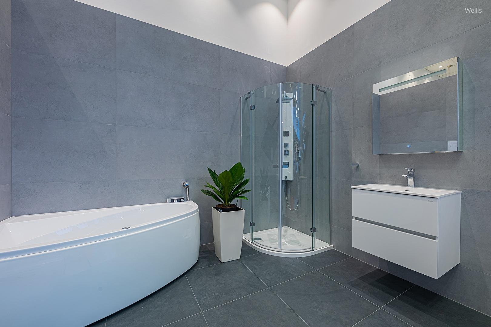 Modern fürdőszoba kialakítás - fürdő / WC ötlet, modern stílusban