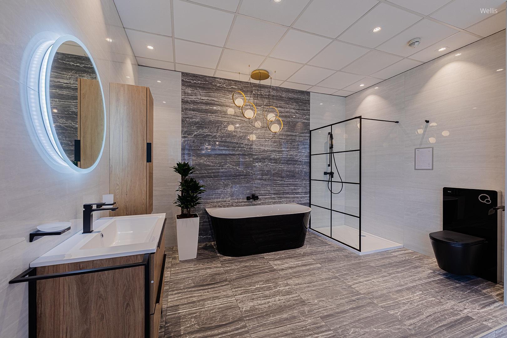 Fürdőszoba koncepció térkáddal - fürdő / WC ötlet, modern stílusban