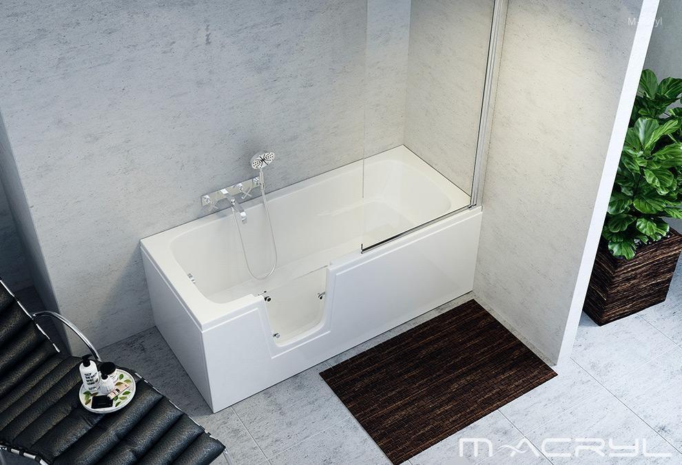 Héra akadálymentesített besétálós akril kád - fürdő / WC ötlet, modern stílusban