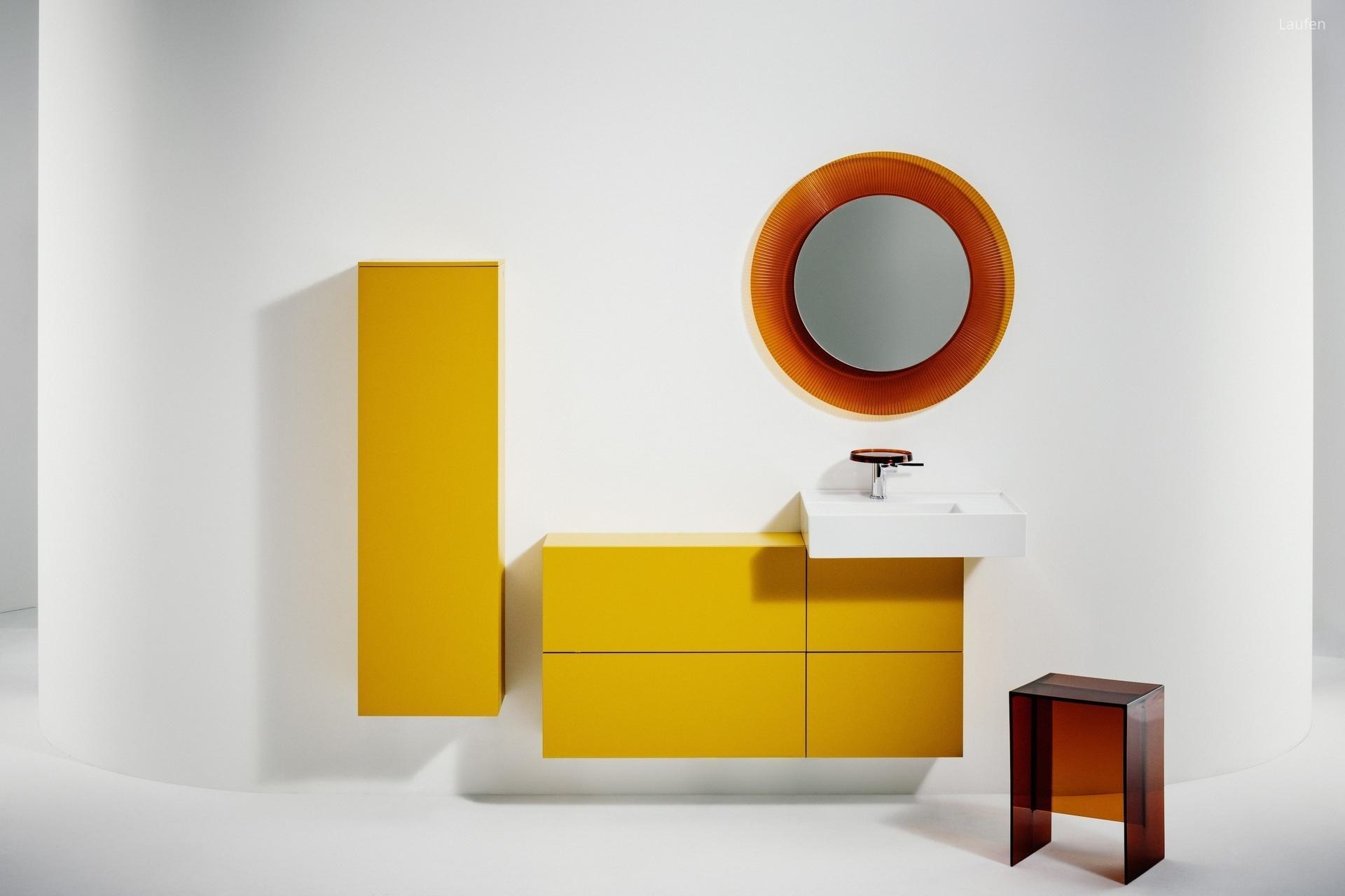 Mosdó színes bútorokkal - fürdő / WC ötlet, modern stílusban