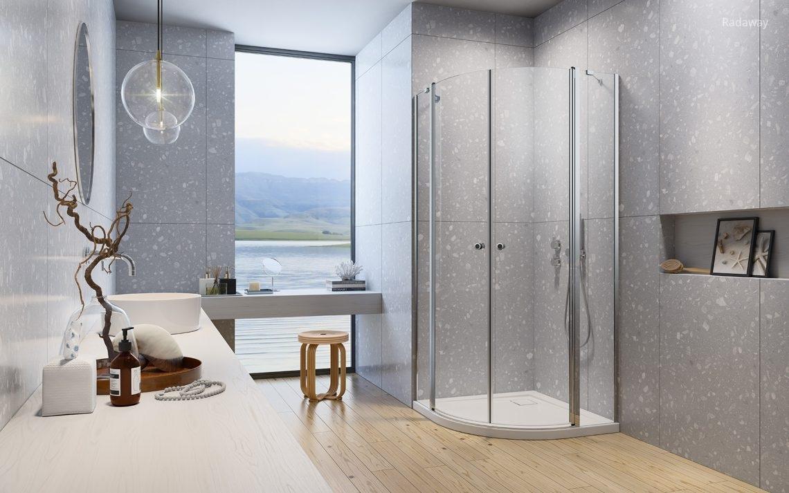 Íves zuhanykabin - fürdő / WC ötlet, modern stílusban