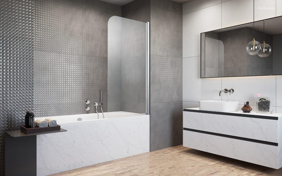 Üveg kádparaván - fürdő / WC ötlet, modern stílusban
