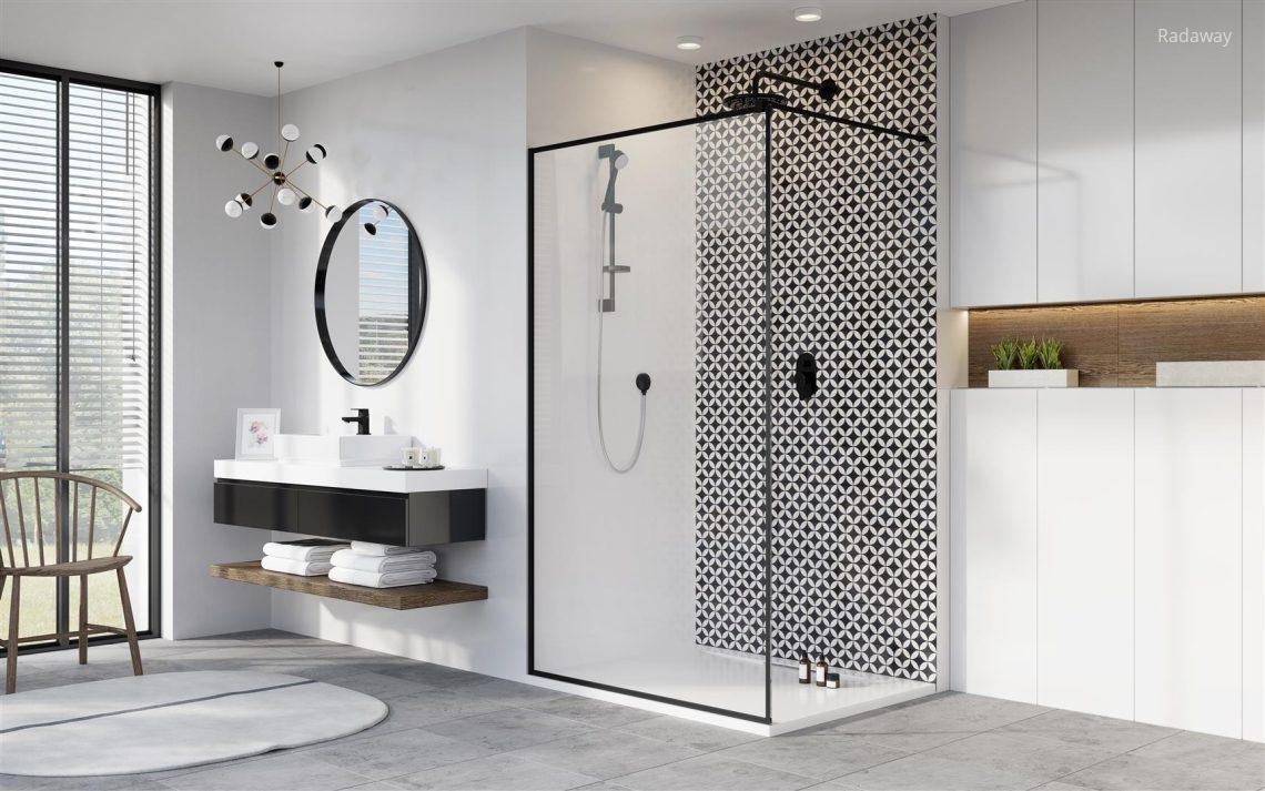 Fekete zuhanyfal - fürdő / WC ötlet, modern stílusban