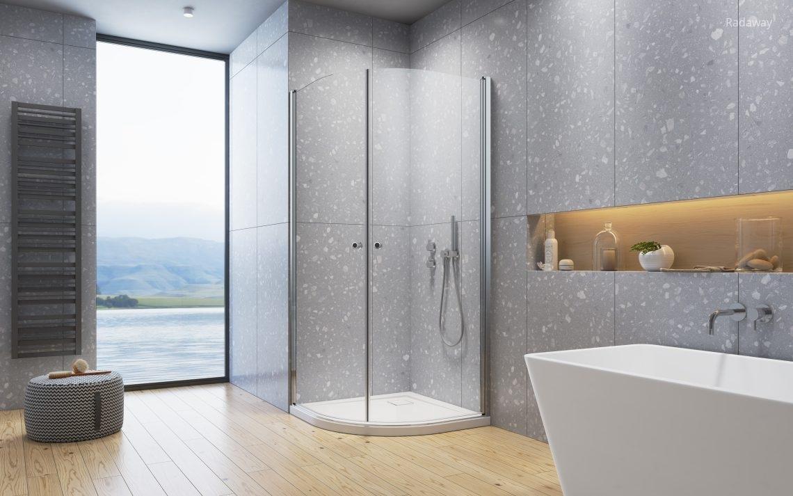 Íves zuhanykabin - fürdő / WC ötlet, modern stílusban