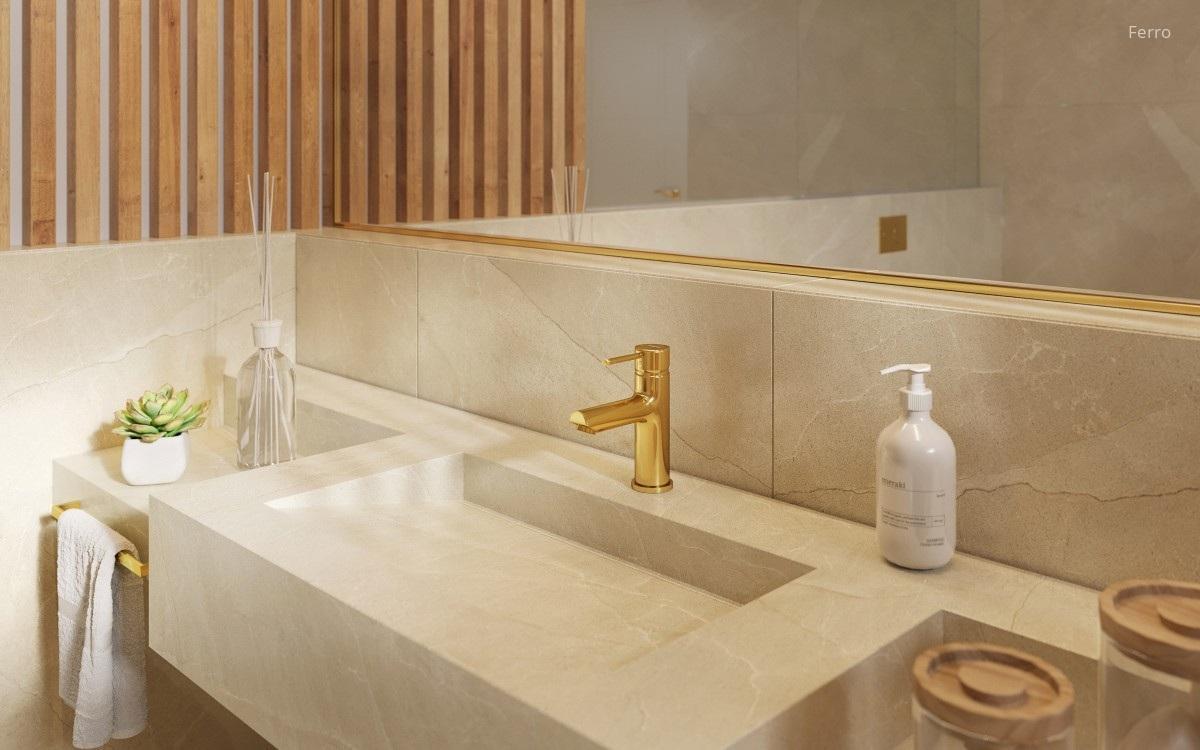 Arany színű mosdócsaptelep - fürdő / WC ötlet, modern stílusban