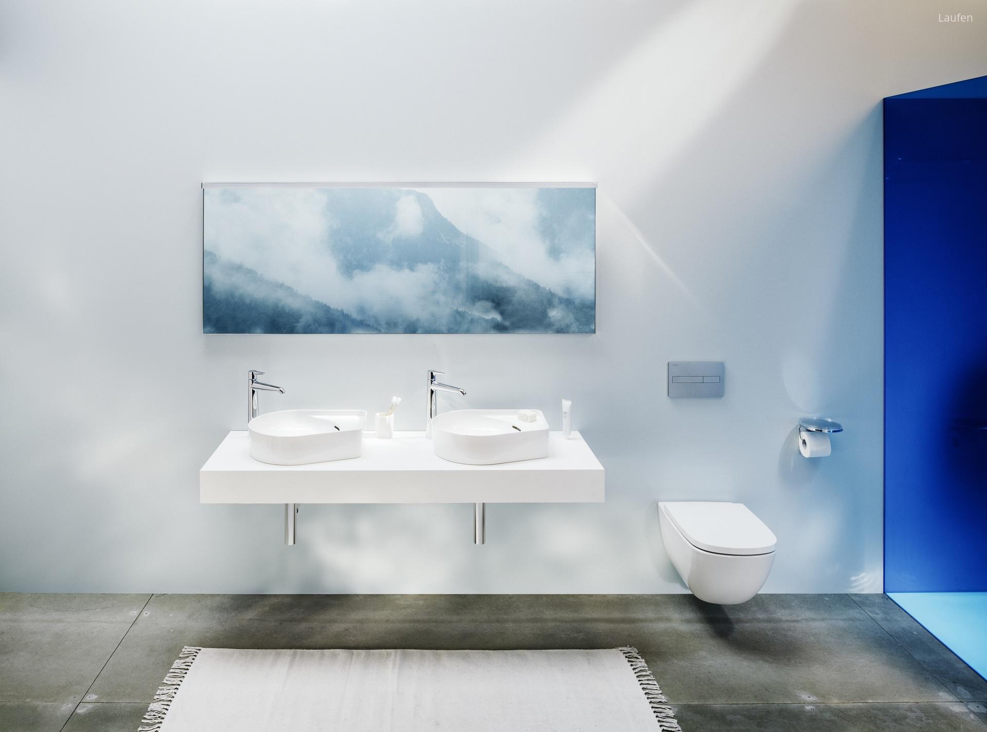 Dupla mosdó pultra építve - fürdő / WC ötlet