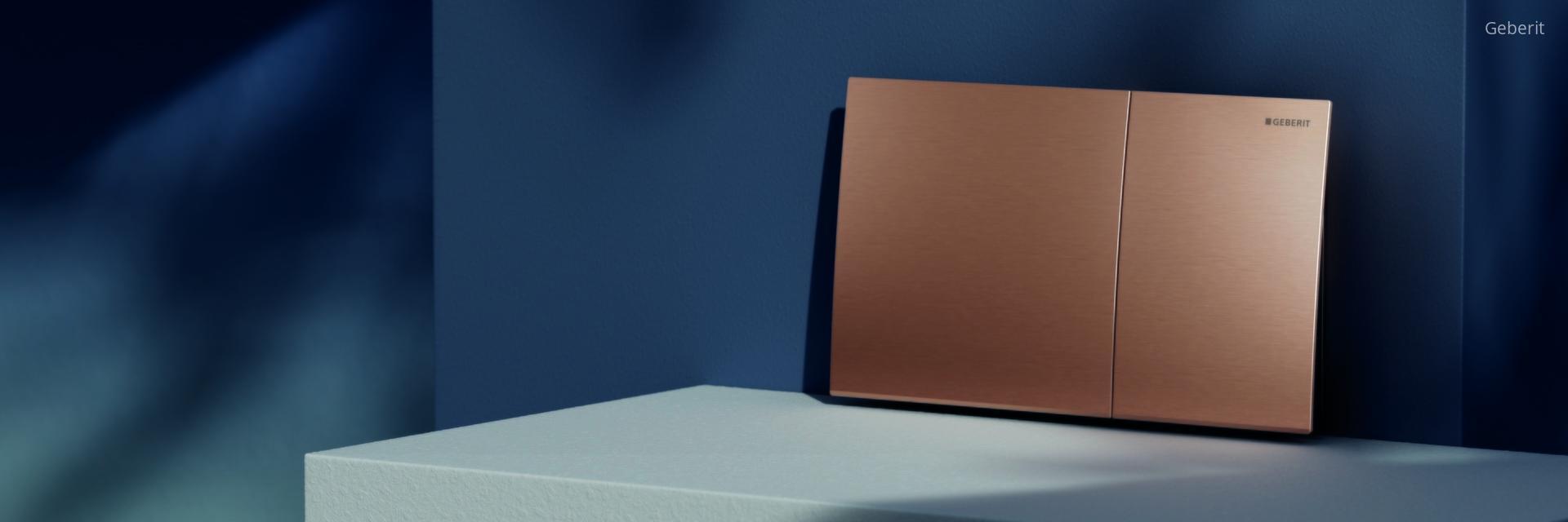 Vörös arany működtetőlap - fürdő / WC ötlet, modern stílusban