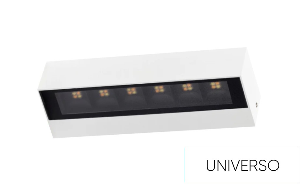 UNIVERSO Kültéri fali lámpa 14w 1100lm CCT kapcsolóval 220x71x48mm IP65 fehér 5év