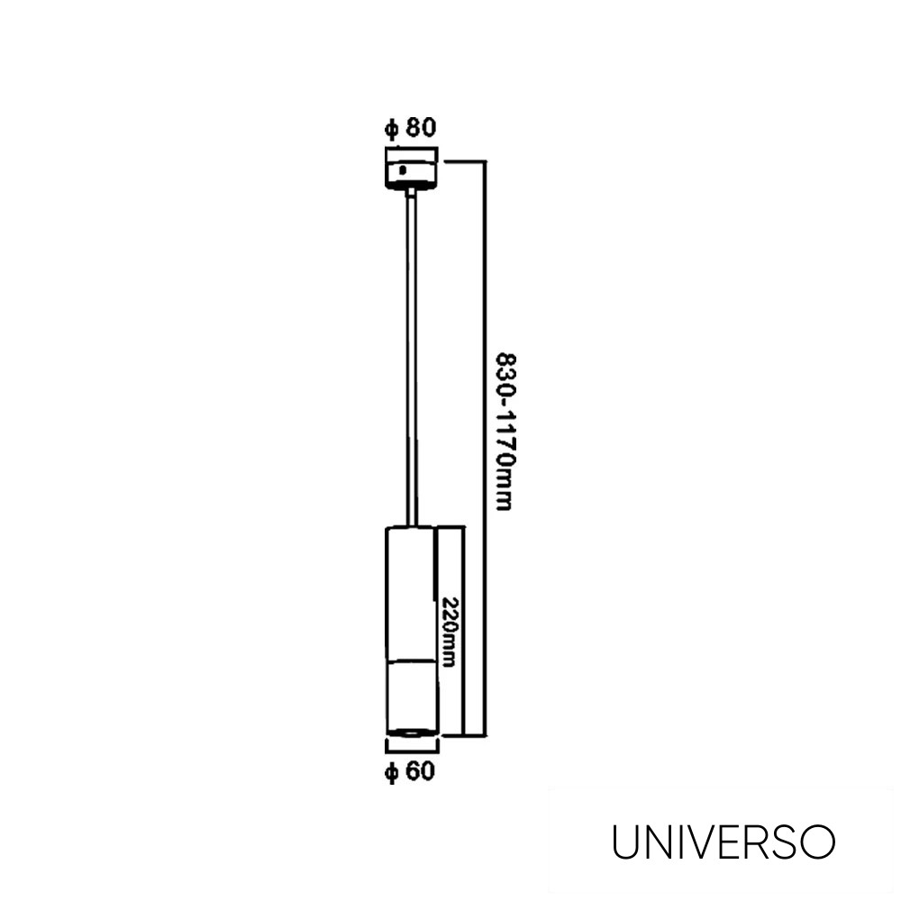 UNIVERSO Spot lámpatest 1xGU10 Max.35w IP20 D60x220mm állítható:830-1170mm Fehér
