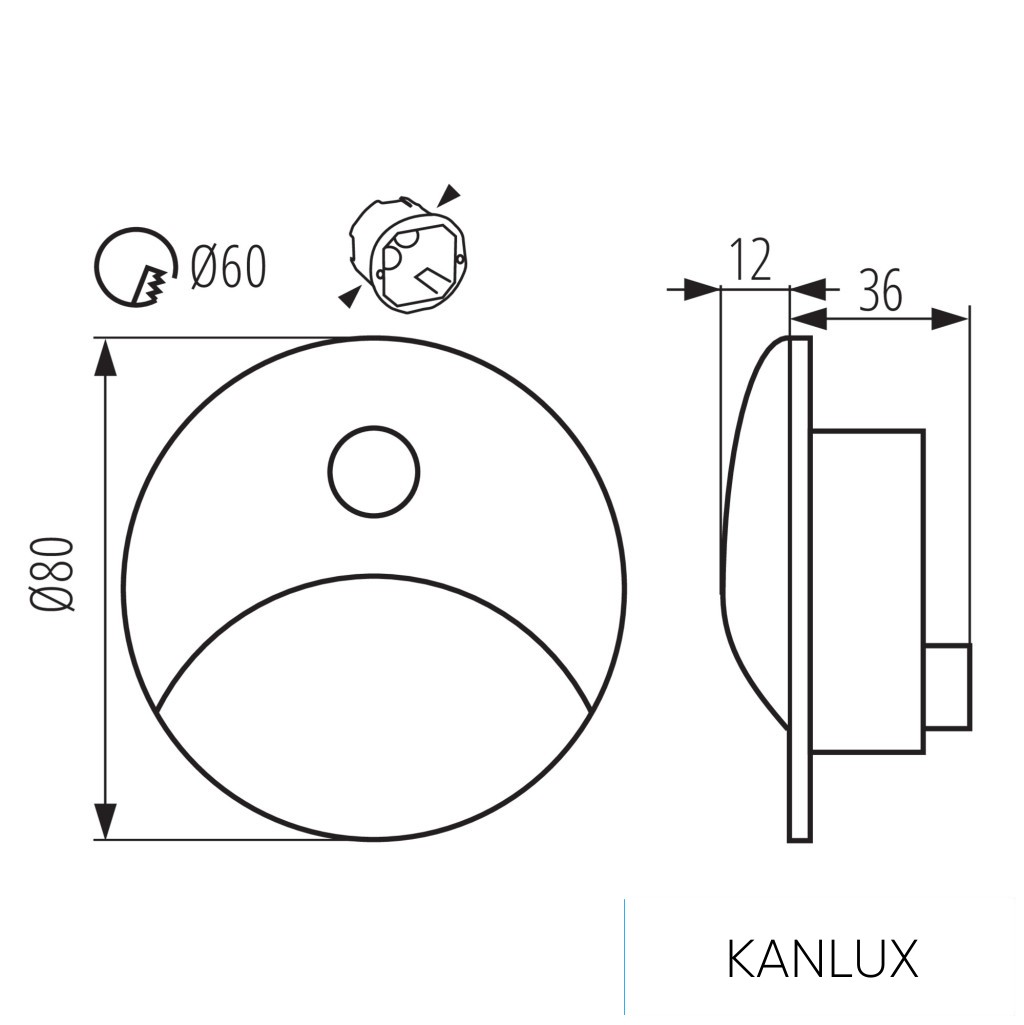 KANLUX EXIN LED PIR O B-NW lépcsővilágító lámpatest