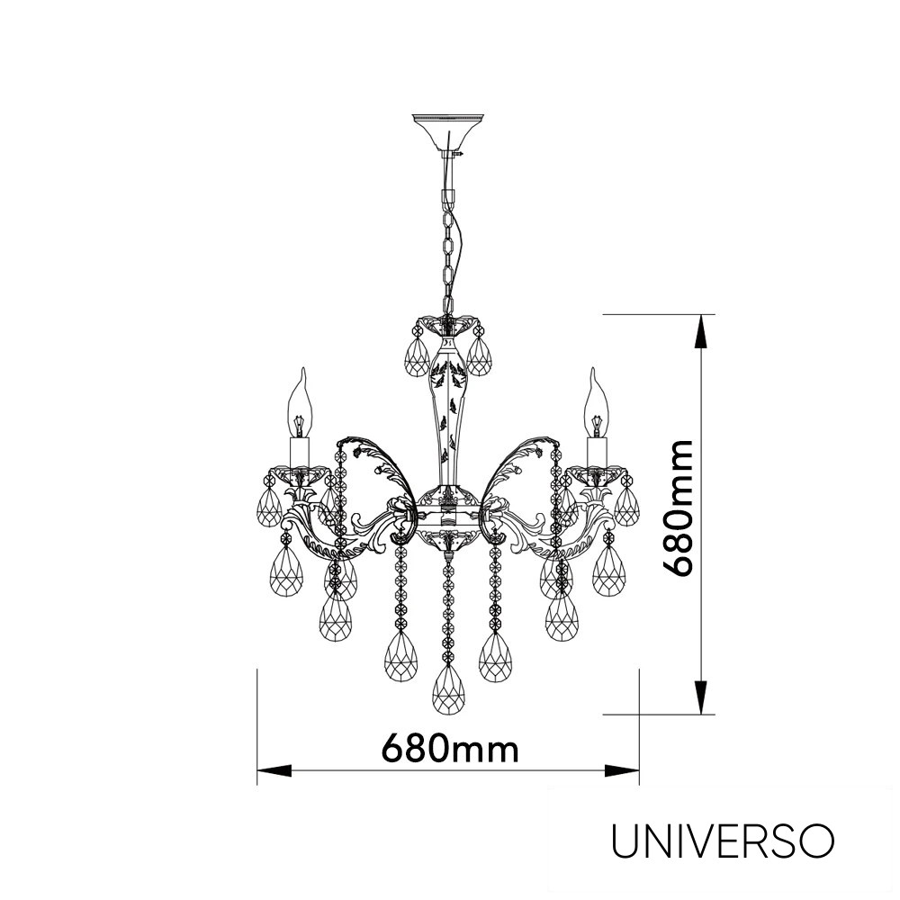 UNIVERSO Csillár 8 karos 8xE14 Max.40W D68x68cm fehér/arany