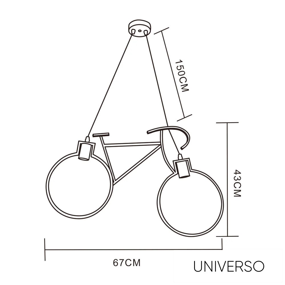 UNIVERSO Függeszték 2xE27 IP20 670x1500mm fekete